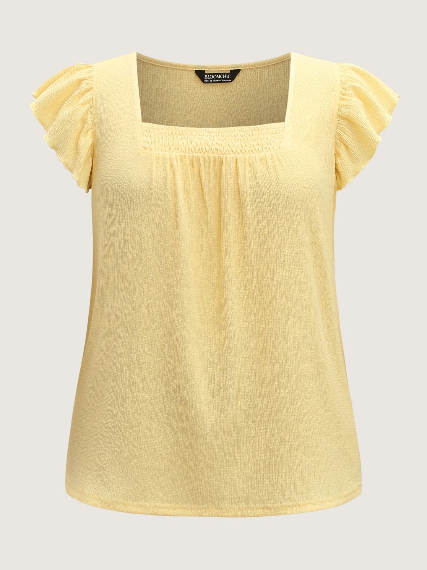 Shirred Square Neck Flowy Solid Top