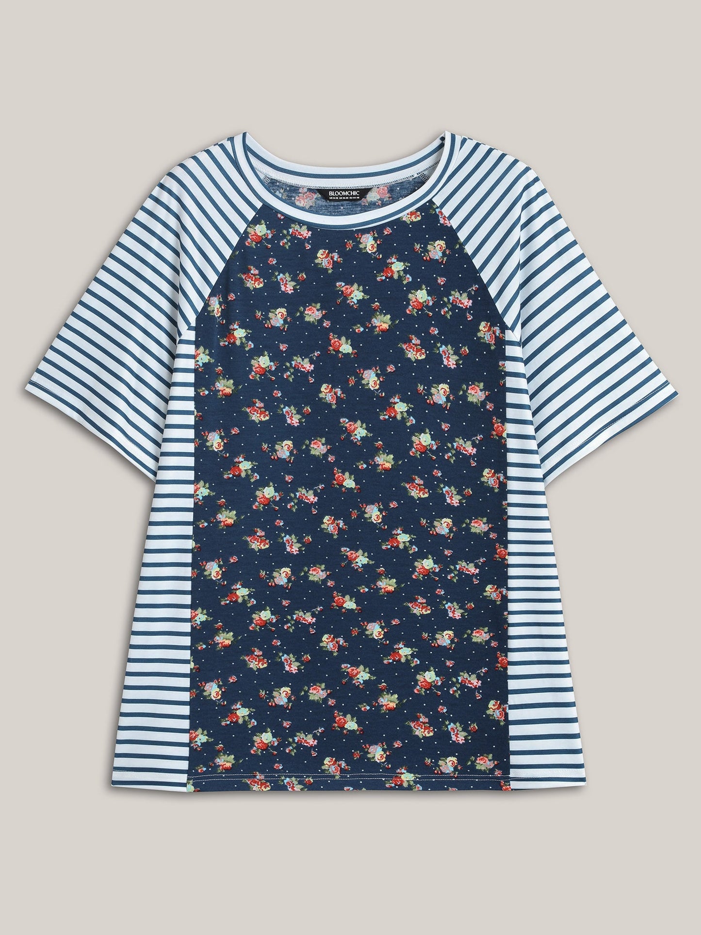 Floral Stripes Raglan Sleeve T-Shirt