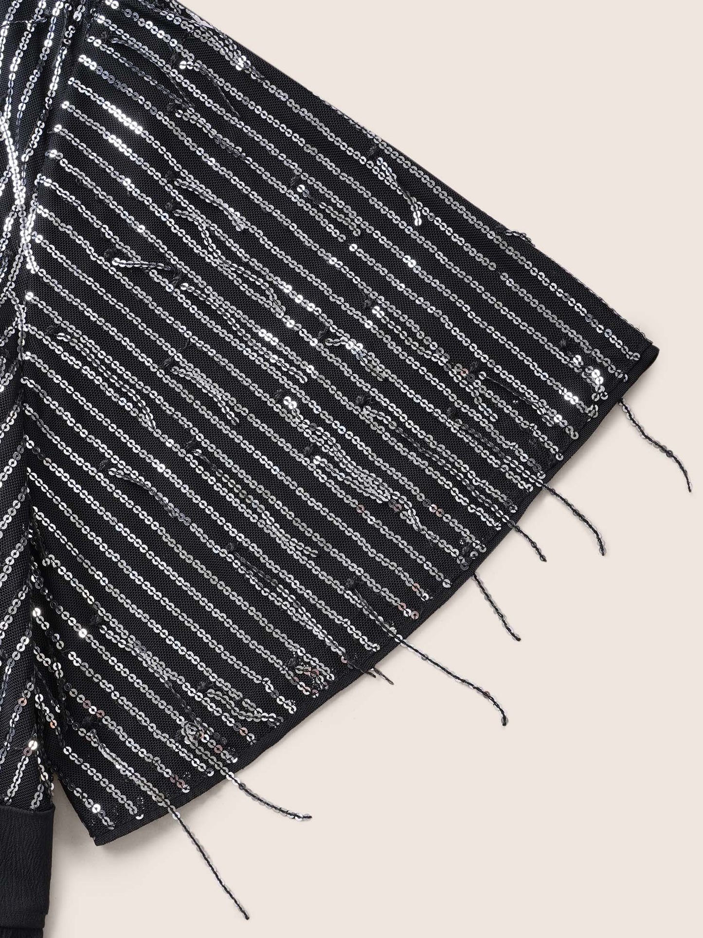 V Neck Sequins Tassel Detail Wrap Jumpsuit