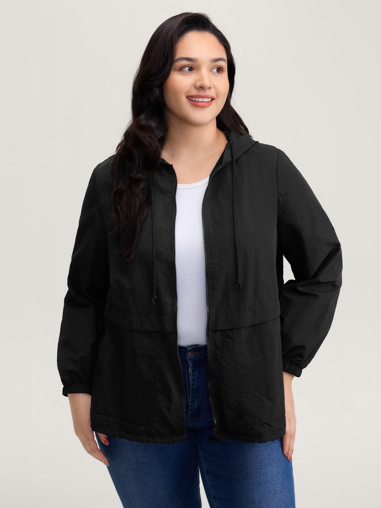 Water-Resistant Hooded Lined Zipper Jacket