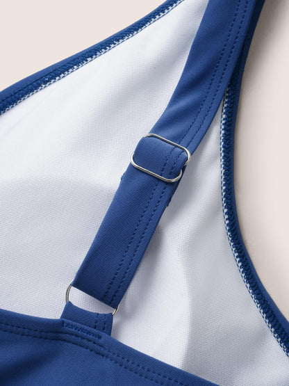 Woven Ribbon Patchwork Tie Knot Swim Top