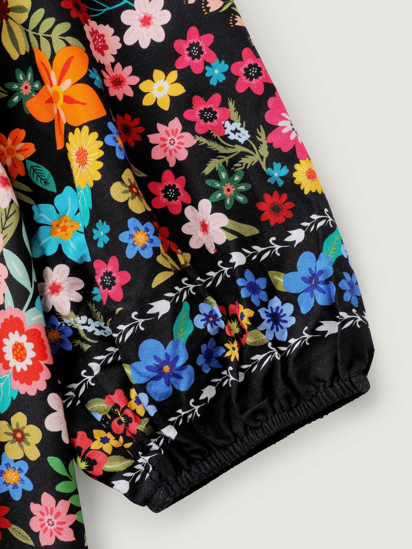 Colorful Floral Print Cinched-Flared Blouse