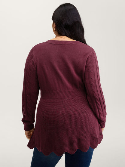Cinched-Waist Sweetheart Textured A-Line Pullover