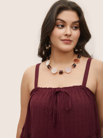 Solid Broderie Anglaise Lace Patchwork Ties Cami Top