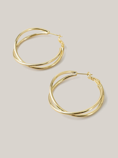 Double Ring Gold-Tone Earrings