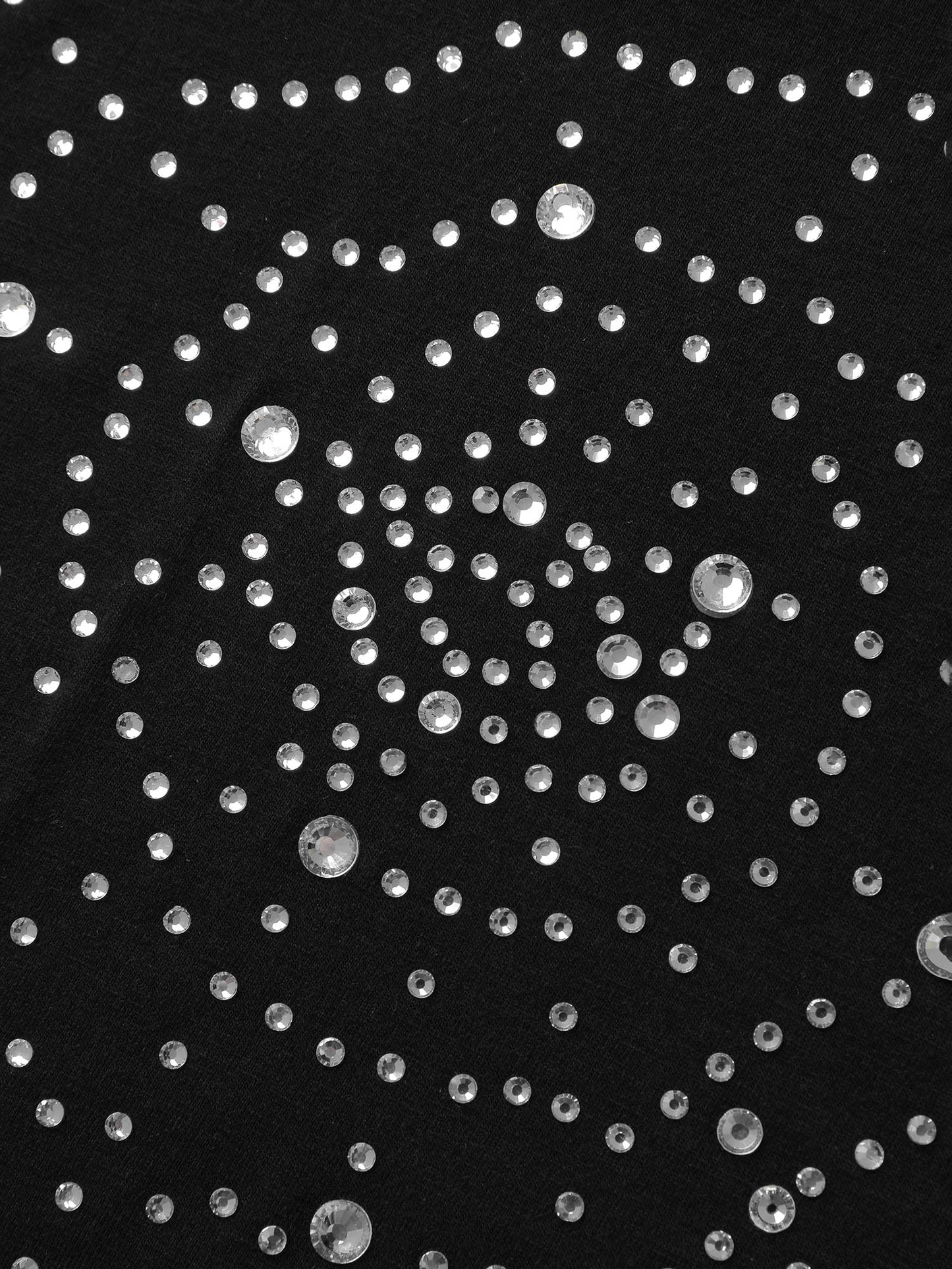 Spiderweb Rhinestone Stretchy Solid T-Shirt
