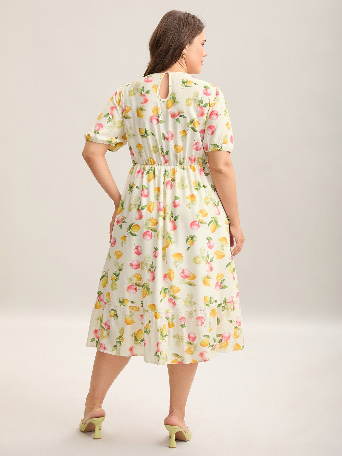 Fruity Fun Print Cut-Out Midi Dress