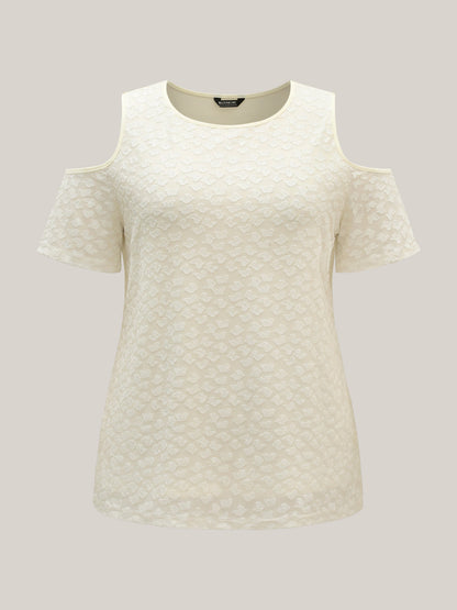 Textured Off-Shoulder Lined T-Shirt