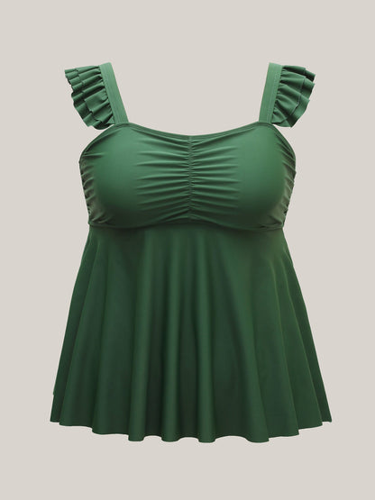 Ruffled Straps Cinched Swim Dress