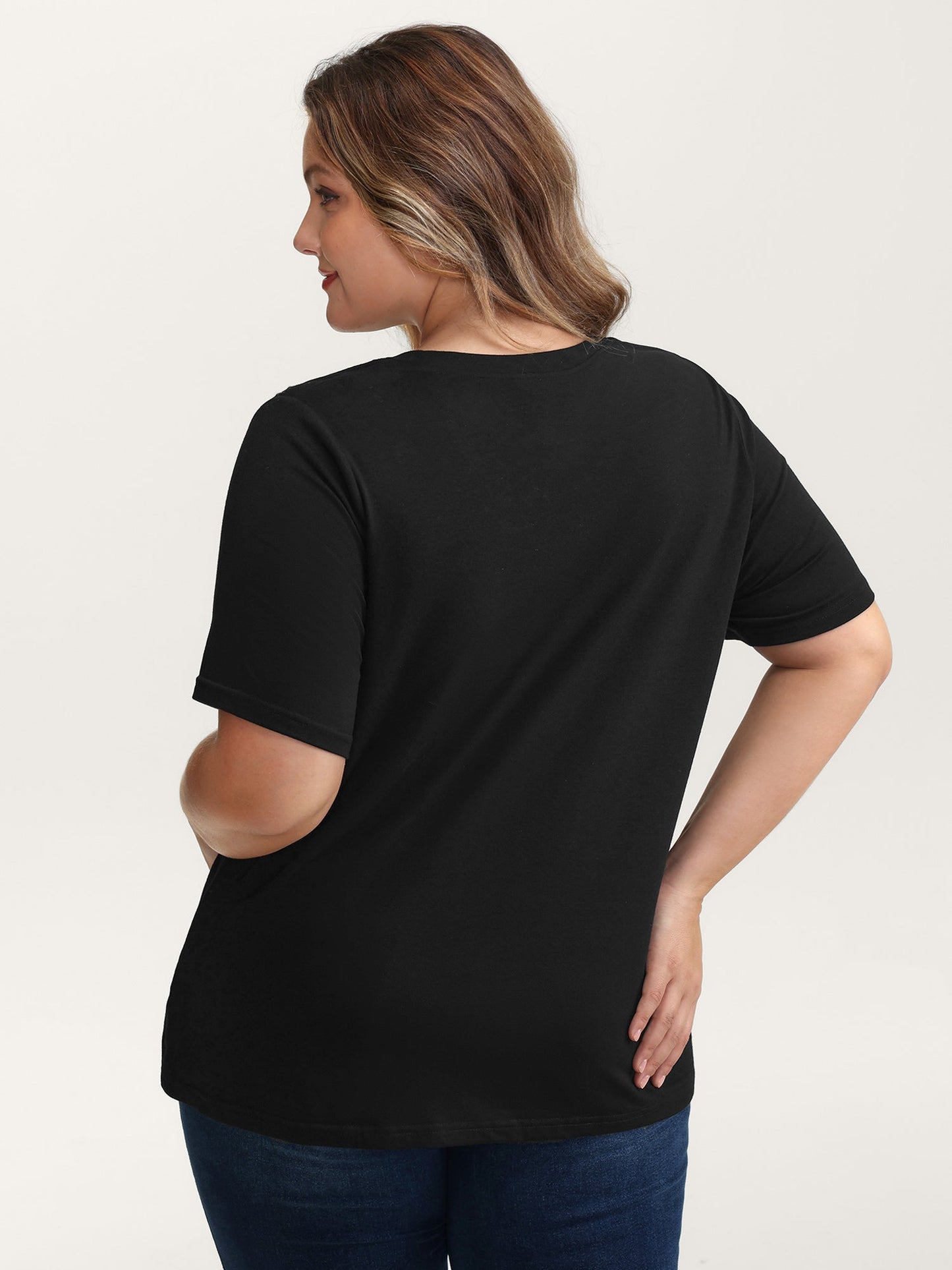 Stretchy Embroidered Cut-Out T-Shirt