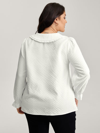 Textured Doll-Collar Button Detail Blouse