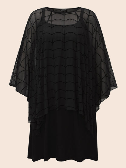 Spider Web Textured Two-Piece Tank Style Dress