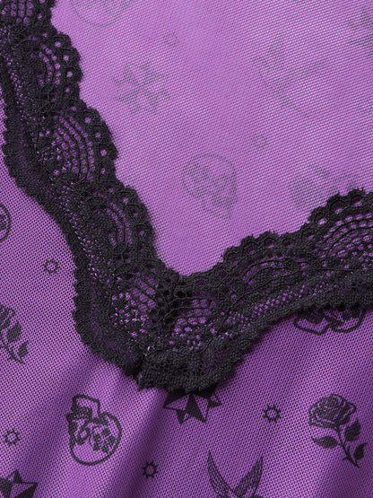 Timeless Halloween Print Stretchy Waist Sleep Dress
