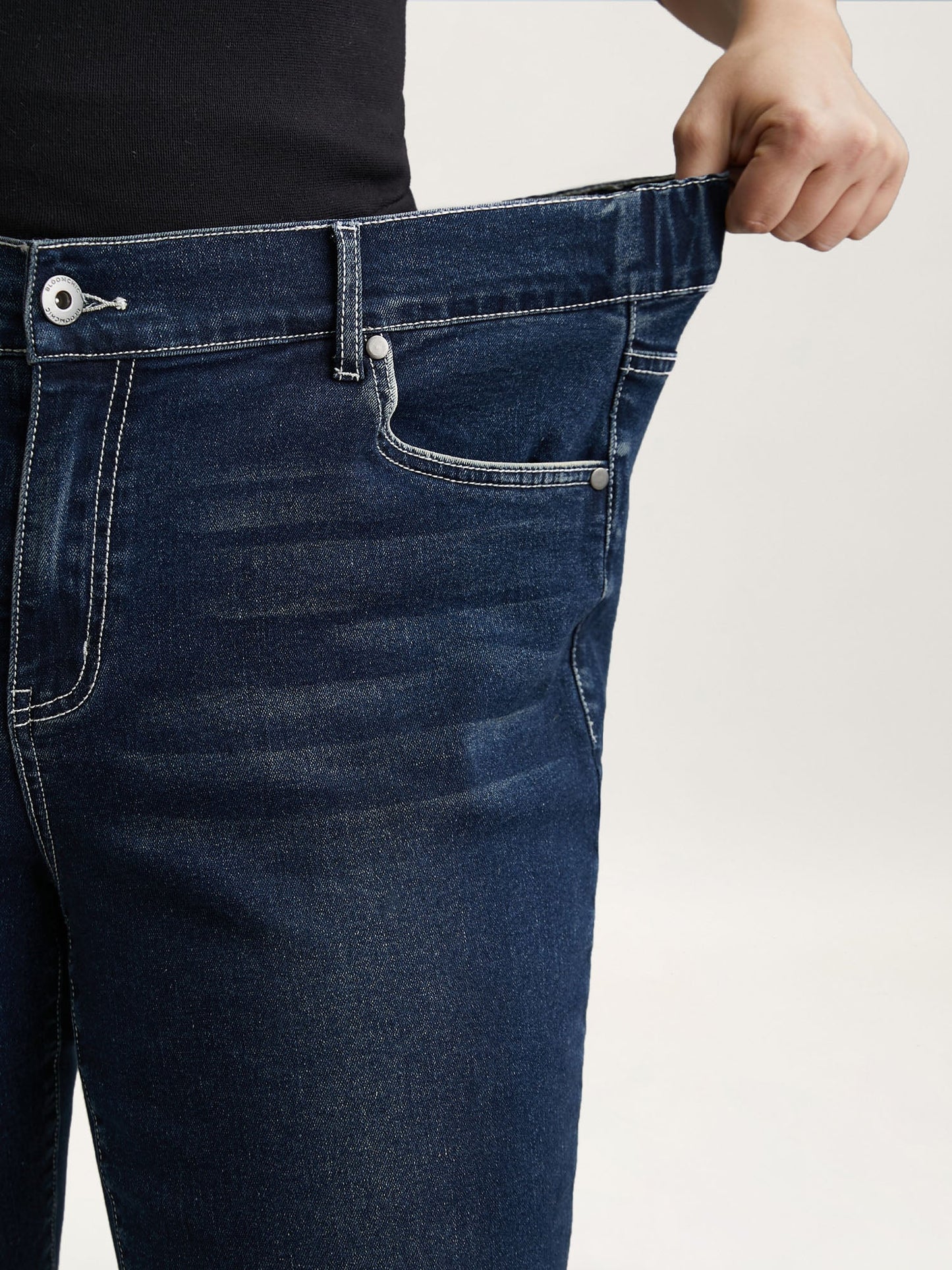 Whiskered Stretchy Waist Bootcut Jeans