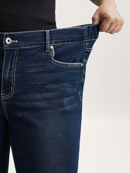 Whiskered Stretchy Waist Bootcut Jeans