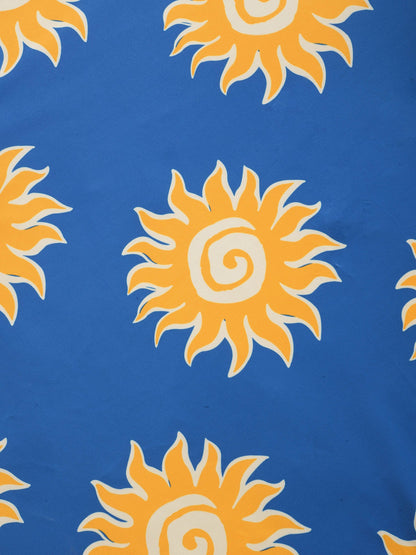 Heart Neckline Sun Print Crossover Swim Dress