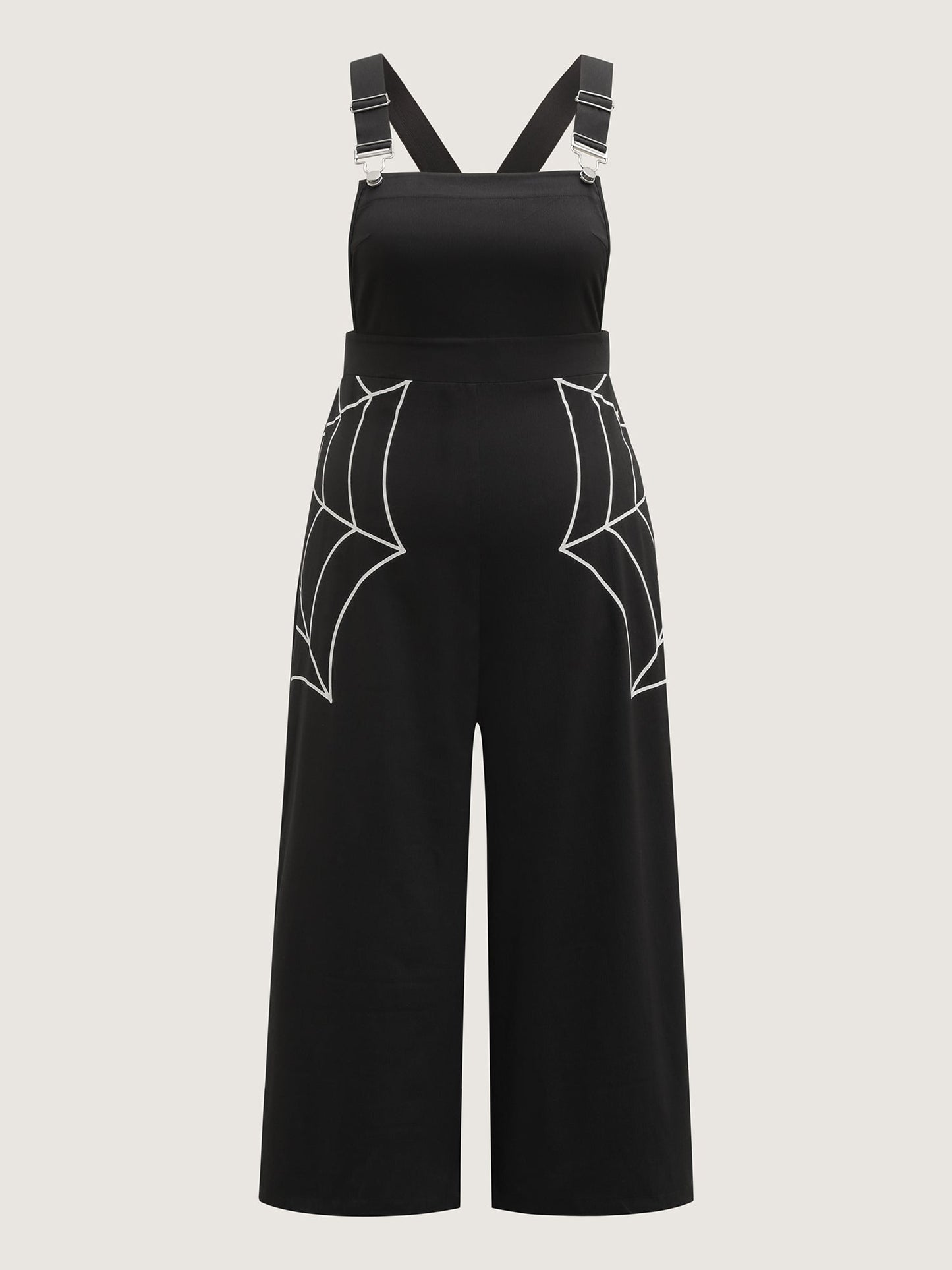 Spiderweb Side Print Overall Straps Jumpsuit