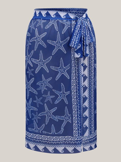 Two-Piece Ocean Print Swimsuit