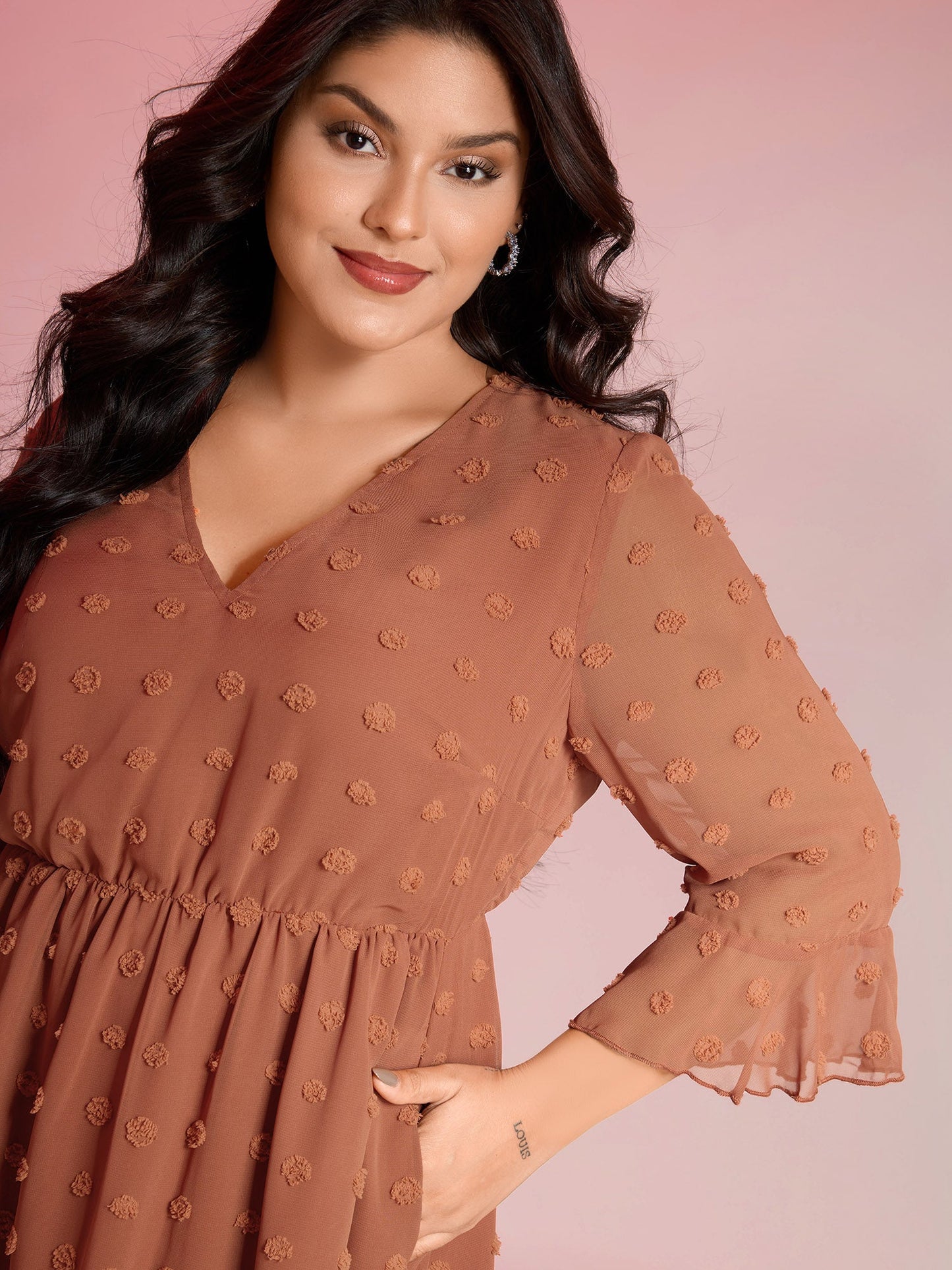 Chiffon Textured Semi Sheer Maxi Dress