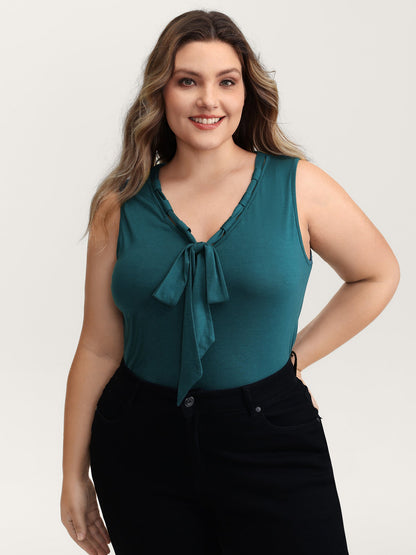 Supersoft Stretchy Bowknot Neckline Tank Top