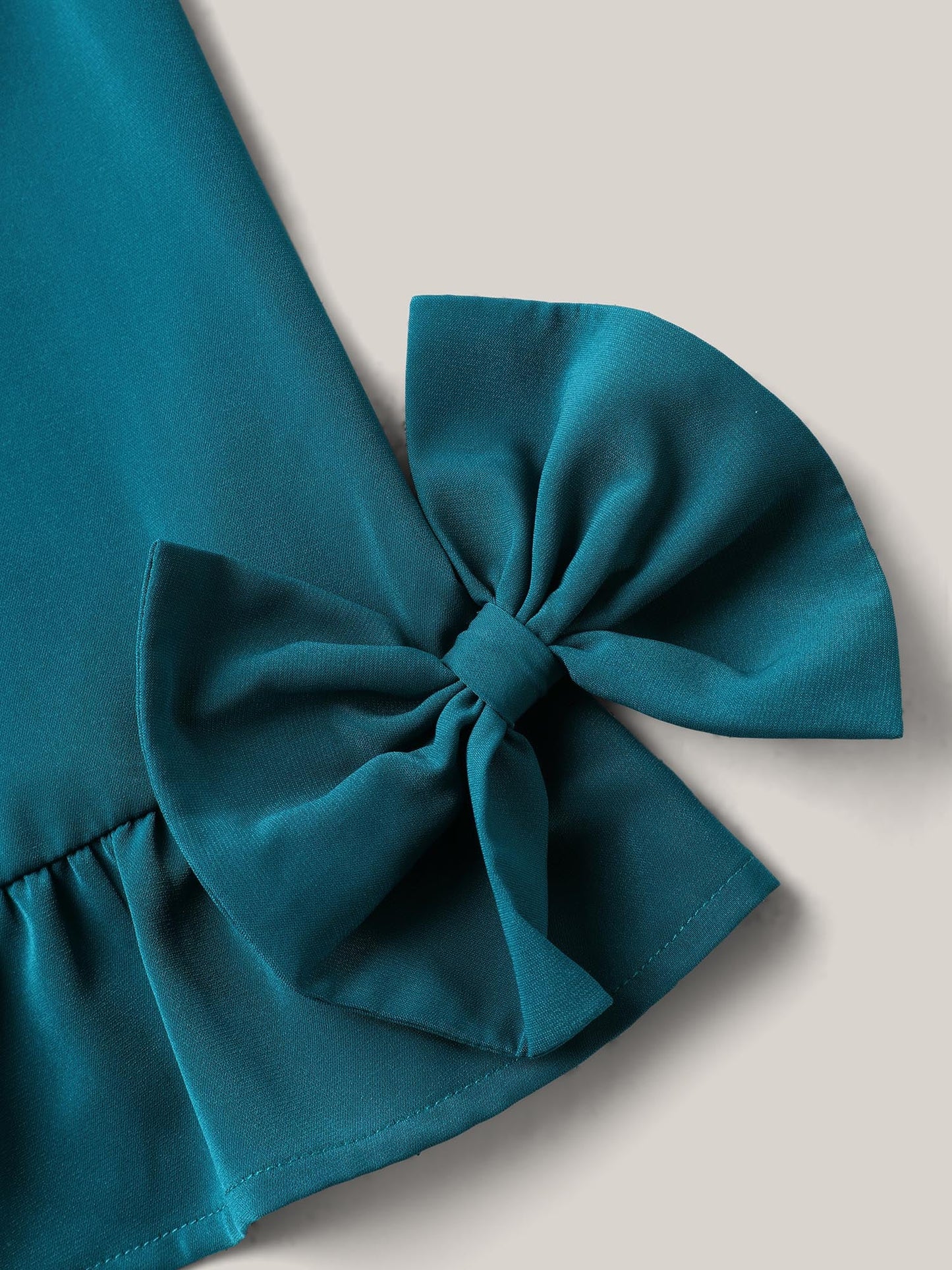 Ruffled 3D Bow Detail Solid Blouse