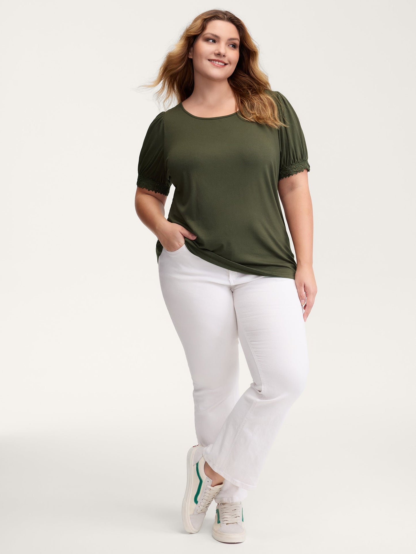 Floral Lace Back Trim T-Shirt