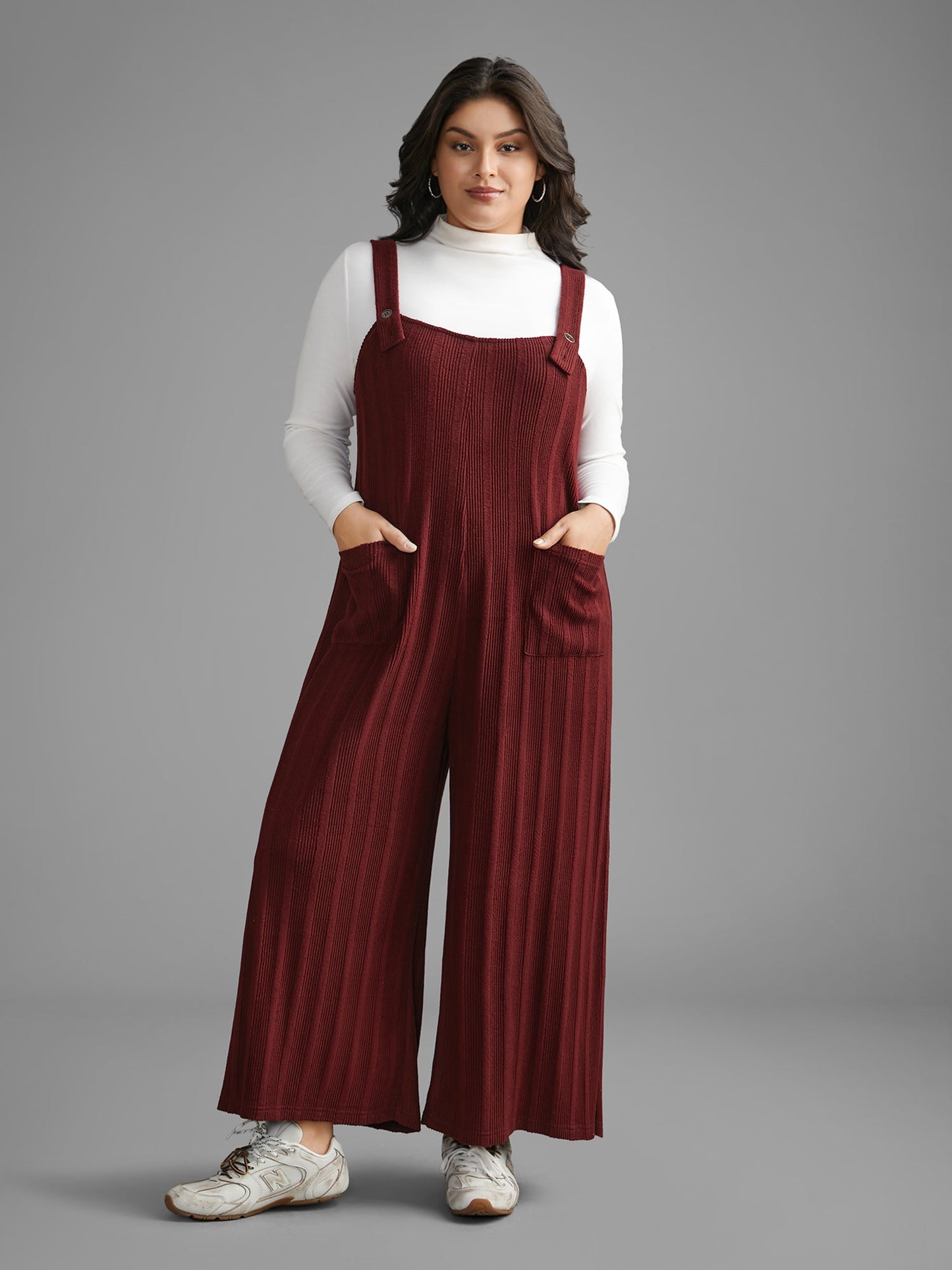 Textured Pockets Straight Leg Overall