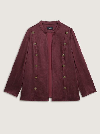 Airy Suede Bronze Button Detail Jacket