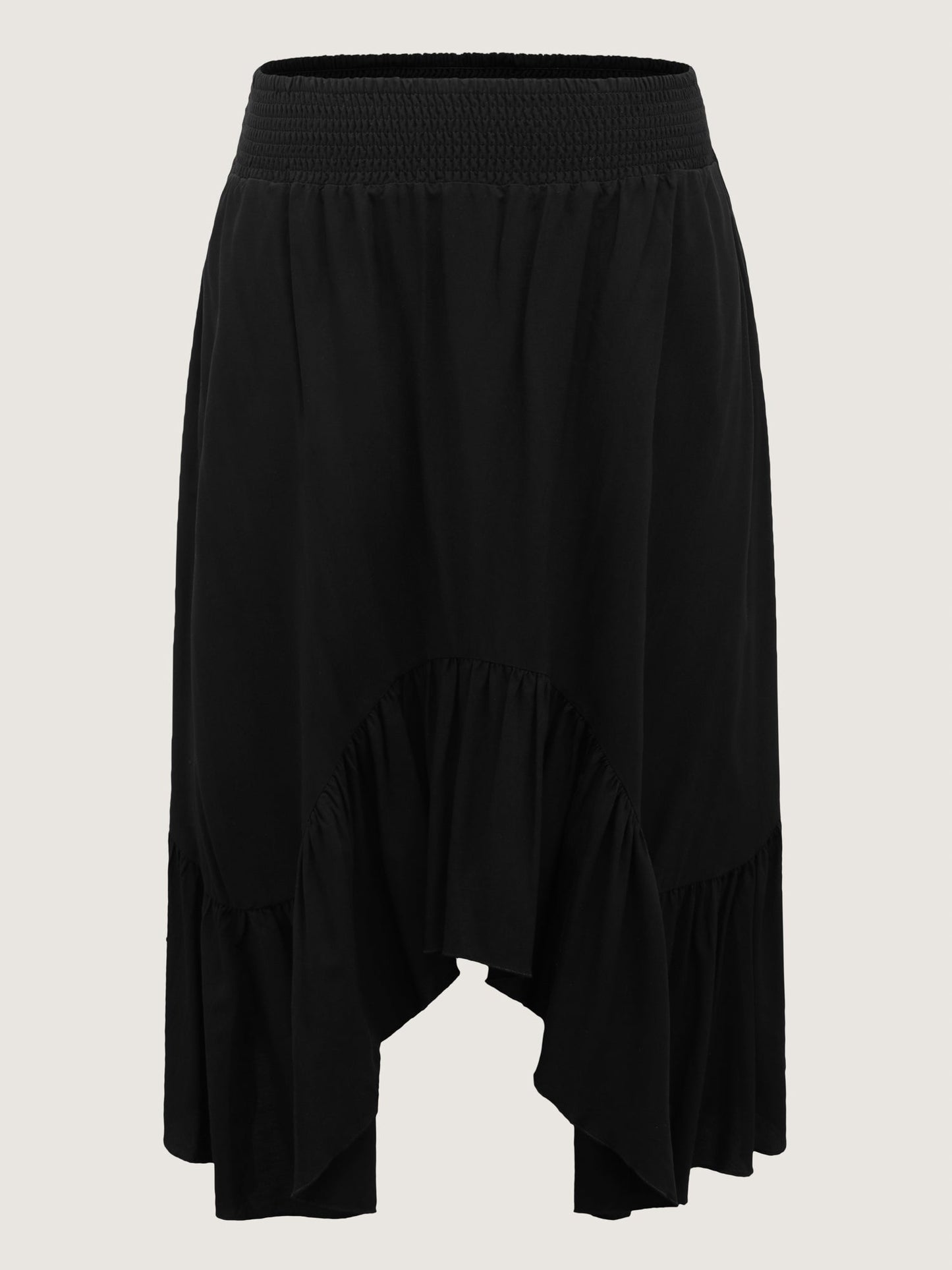Shirred Wide Waistband Asymmetrical Skirt