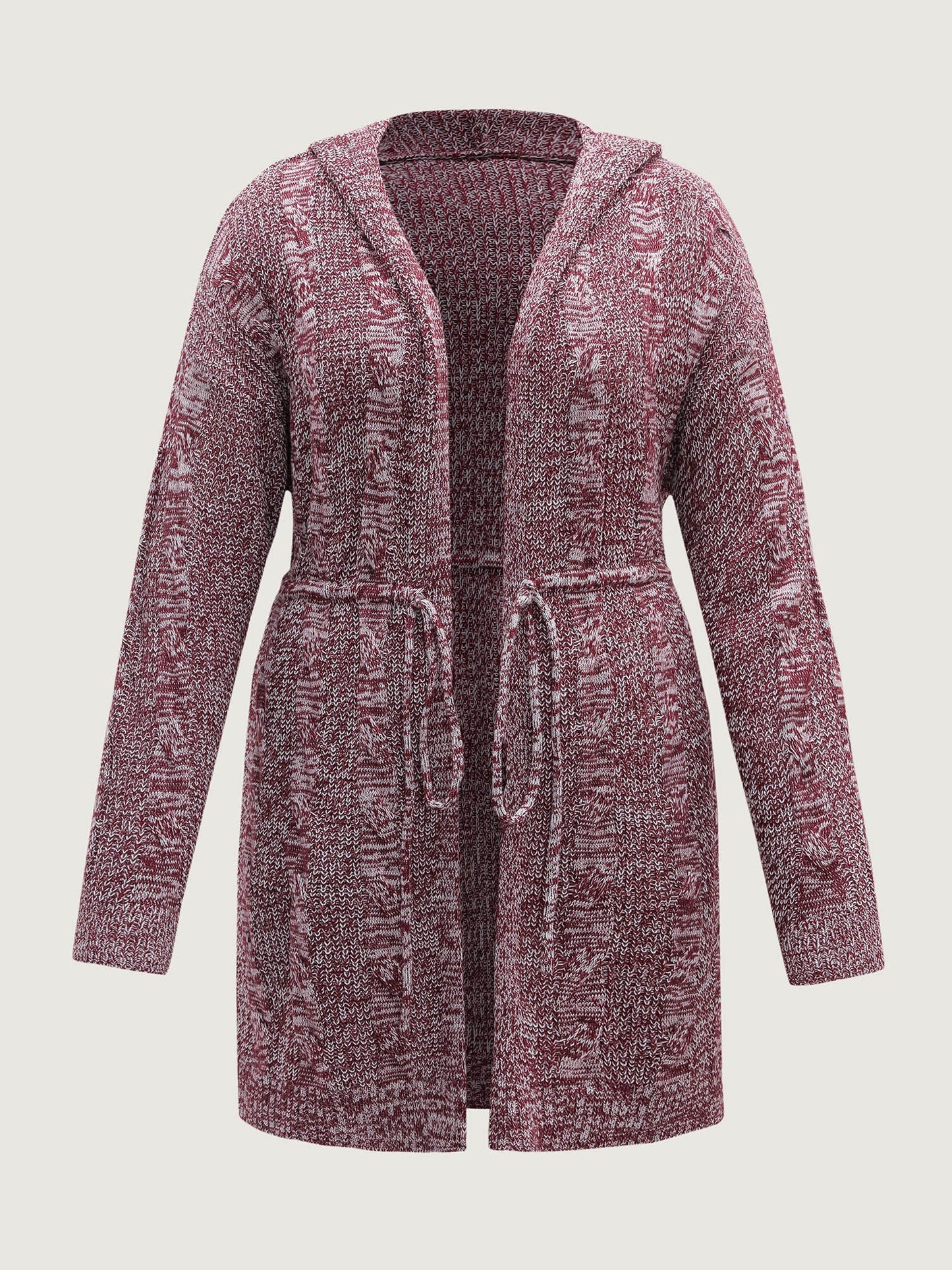Cable Stitch Heather Hooded Knit Cardigan