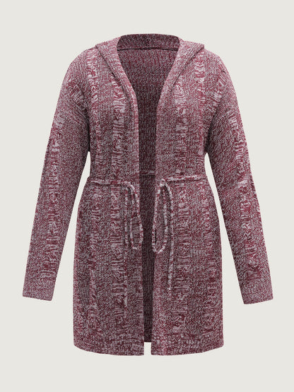 Cable Stitch Heather Hooded Knit Cardigan