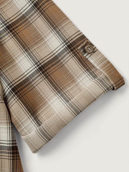 Plaid Pattern Button-Down Tunic Shirt