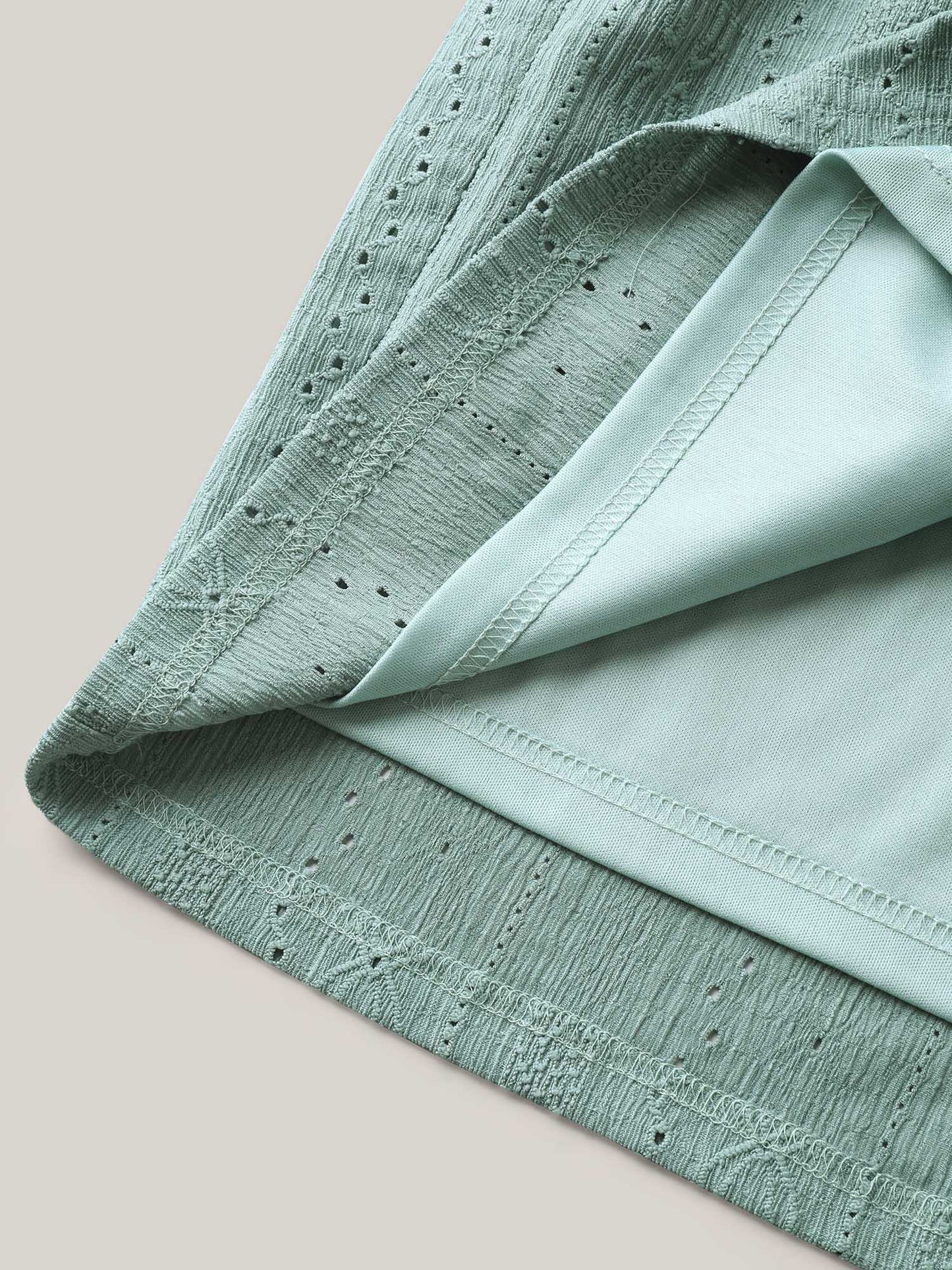 Eyelet Trim Textured Breezy Shorts