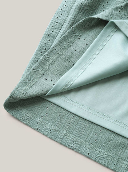 Eyelet Trim Textured Breezy Shorts