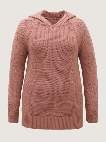 Tissue Textured Hooded Cut-Out Pullover