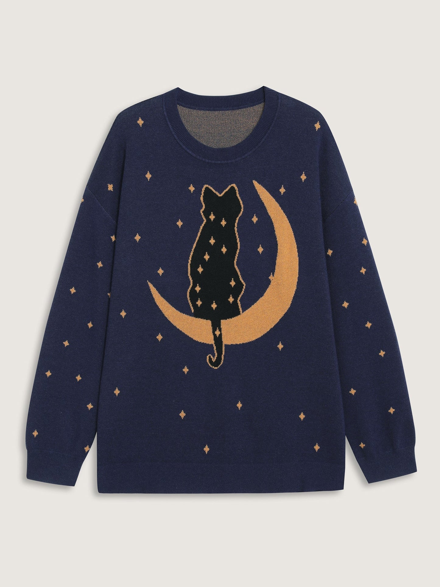 Supersoft Cat Night Print Crewneck Pullover