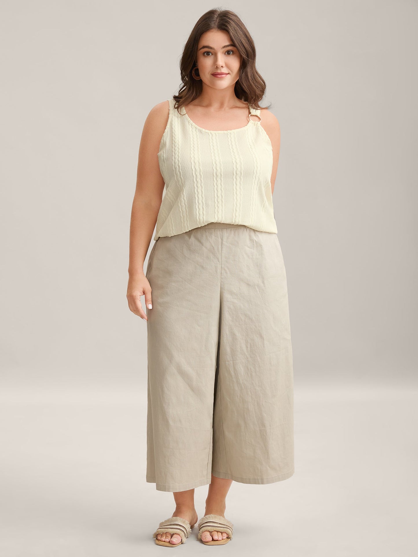 Textured Metal Ring Sheer Tank Top