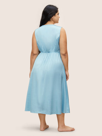 Satin Lace Panel Elastic Waist Sleep Dress