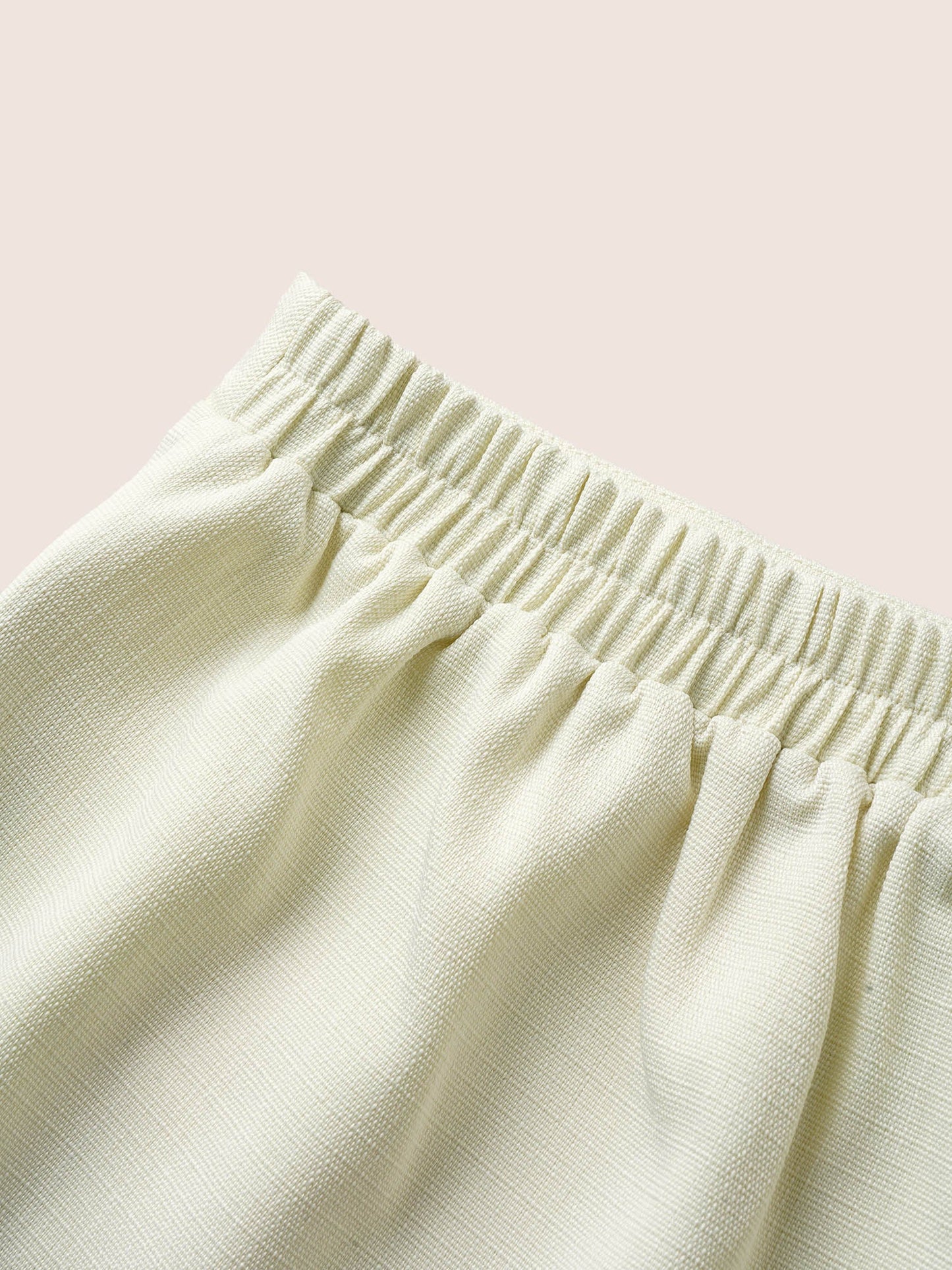 Plain Textured Elastic Waist High Rise Shorts