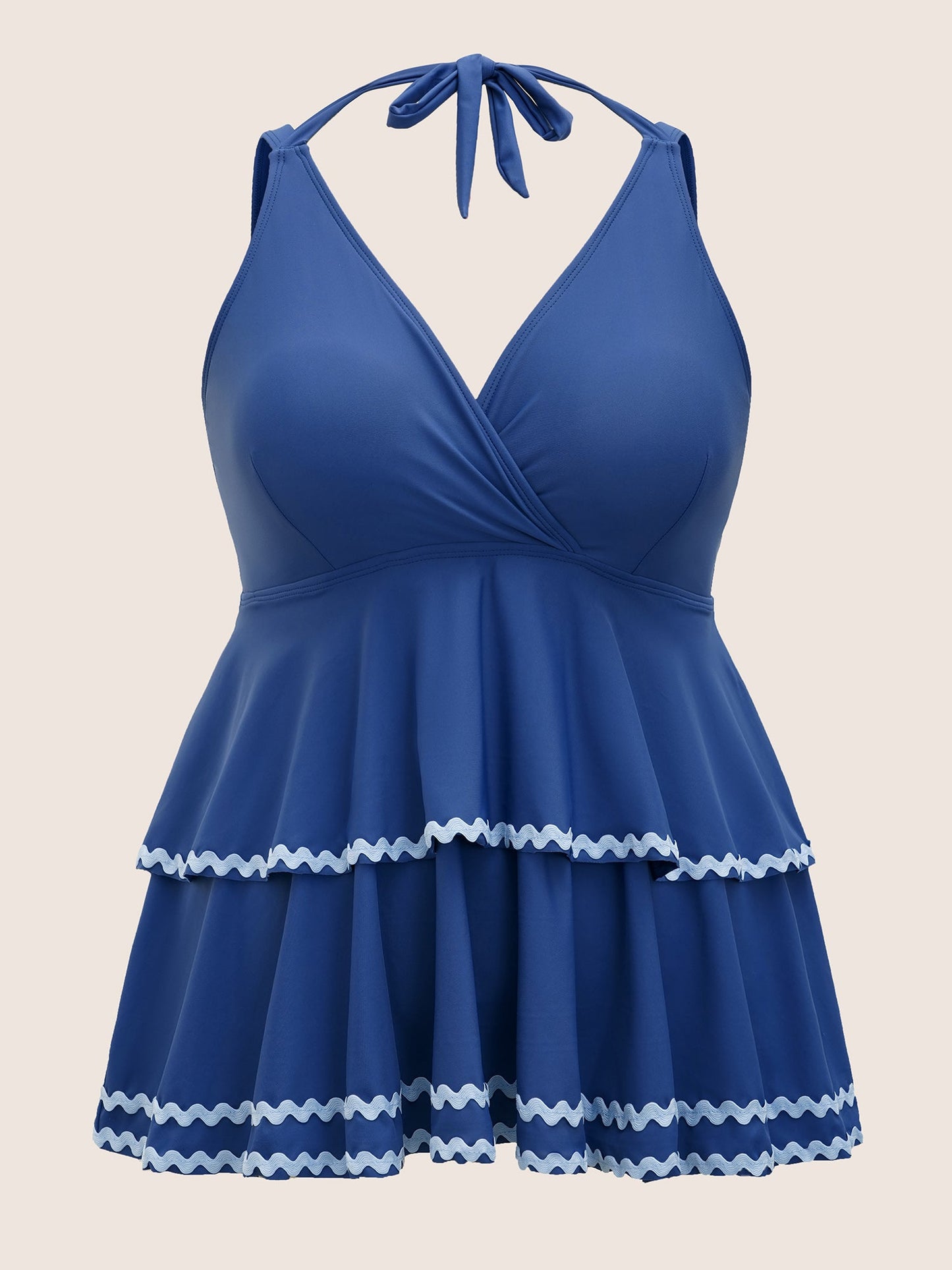 Woven Ribbon Patchwork Tie Knot Swim Top