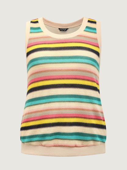 Colorful Stripe Stretchy Ribbed Hem Tank Top