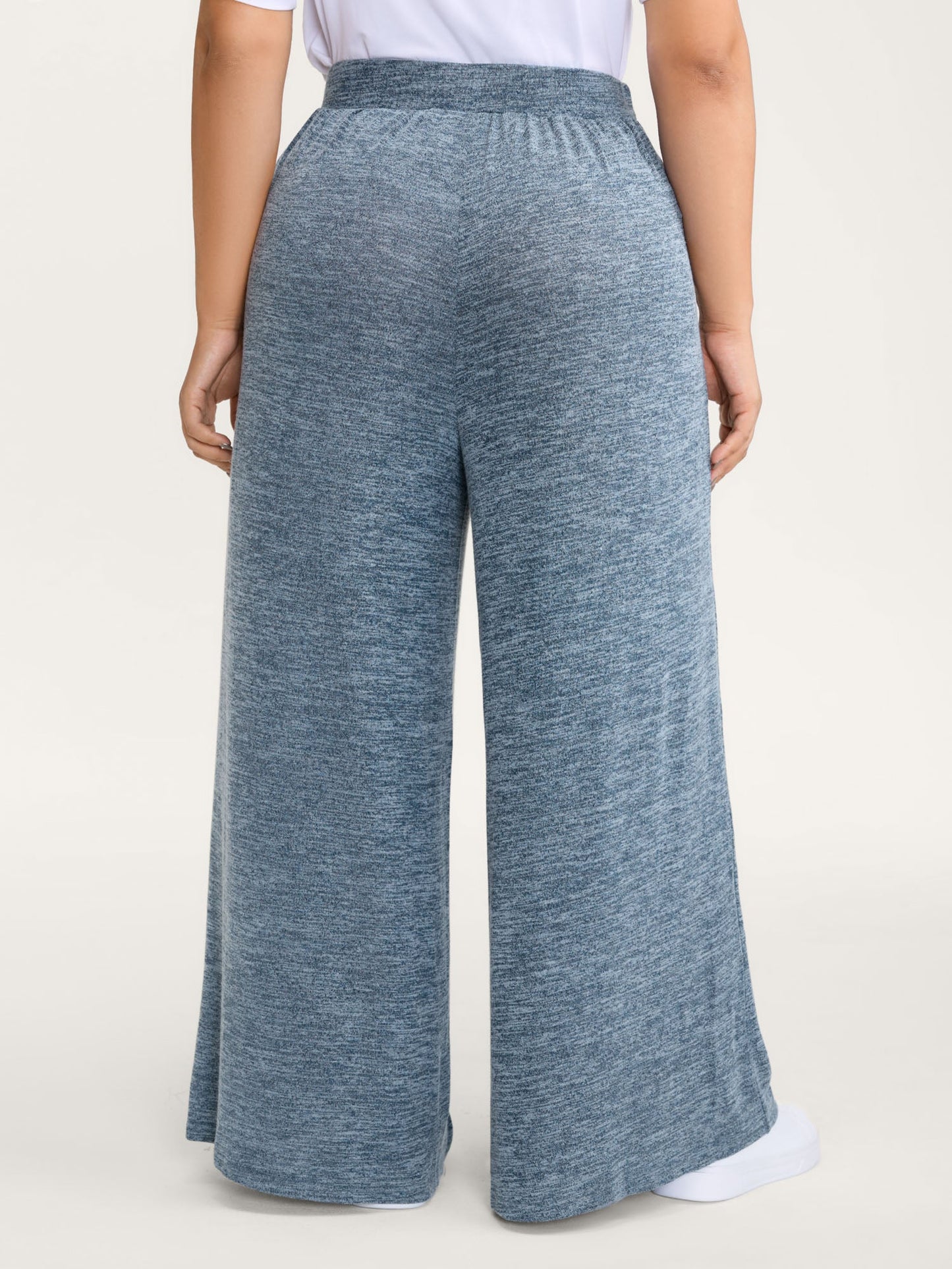 Stretchy Mixed-Color Belted Wide-Leg Pants