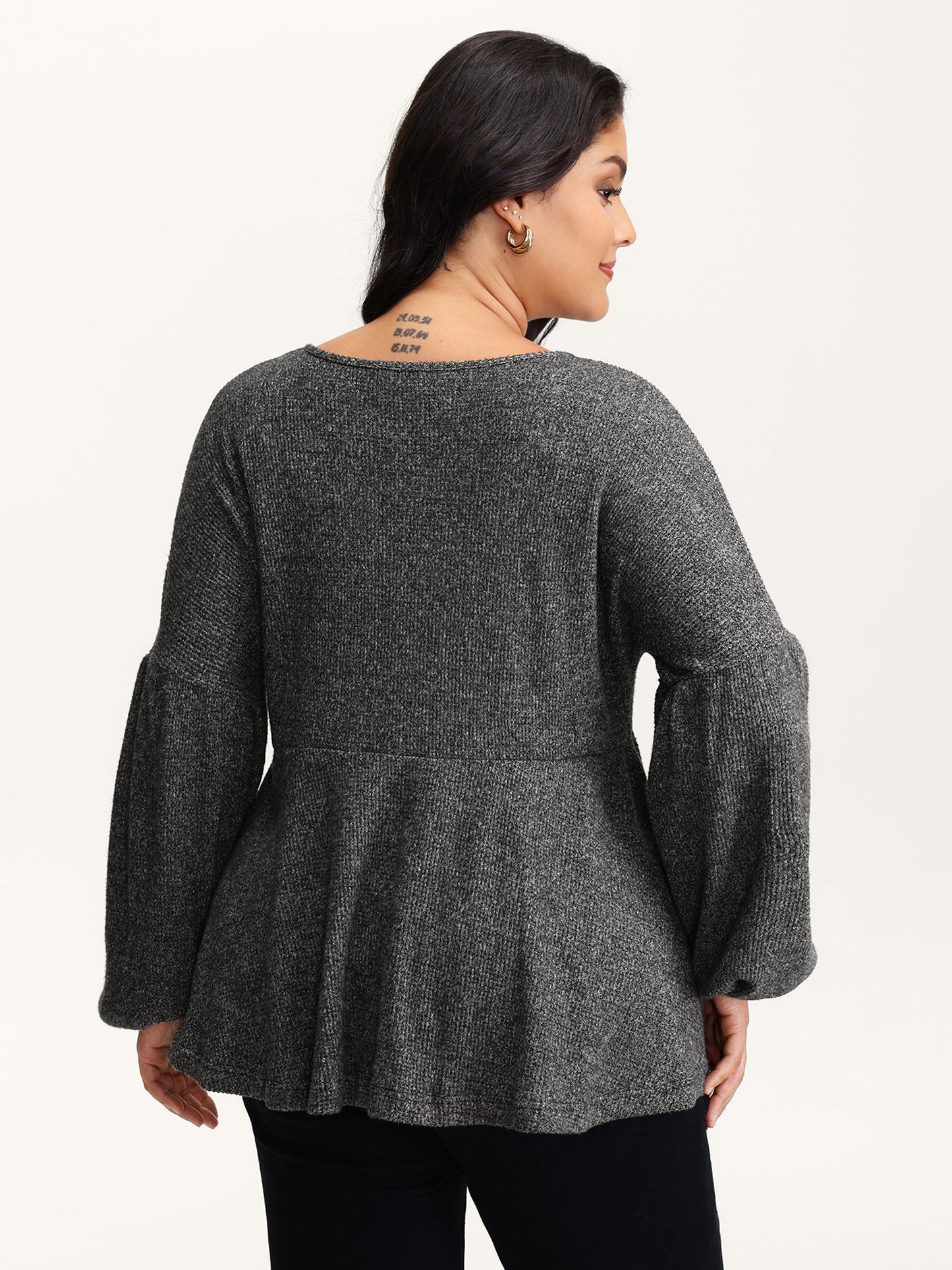 Supersoft Heather Stretchy Button Detail Knit Top