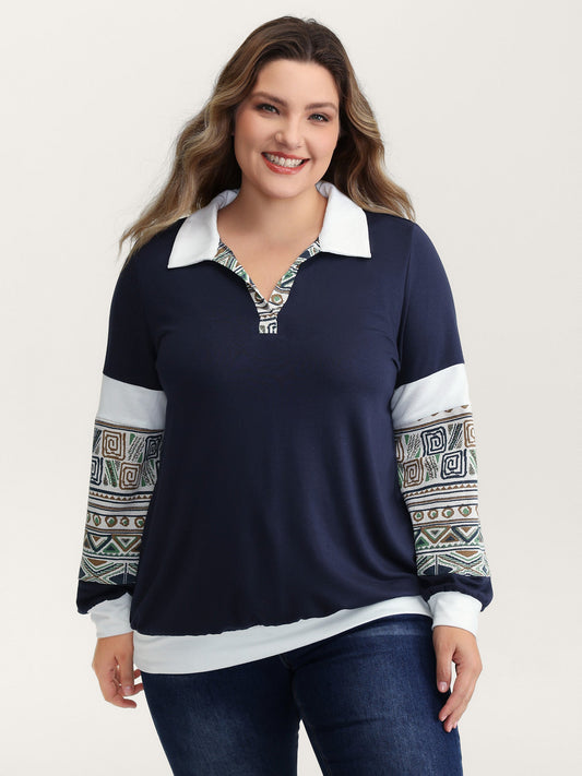 Supersoft Color Contrast Collar Sweatshirt