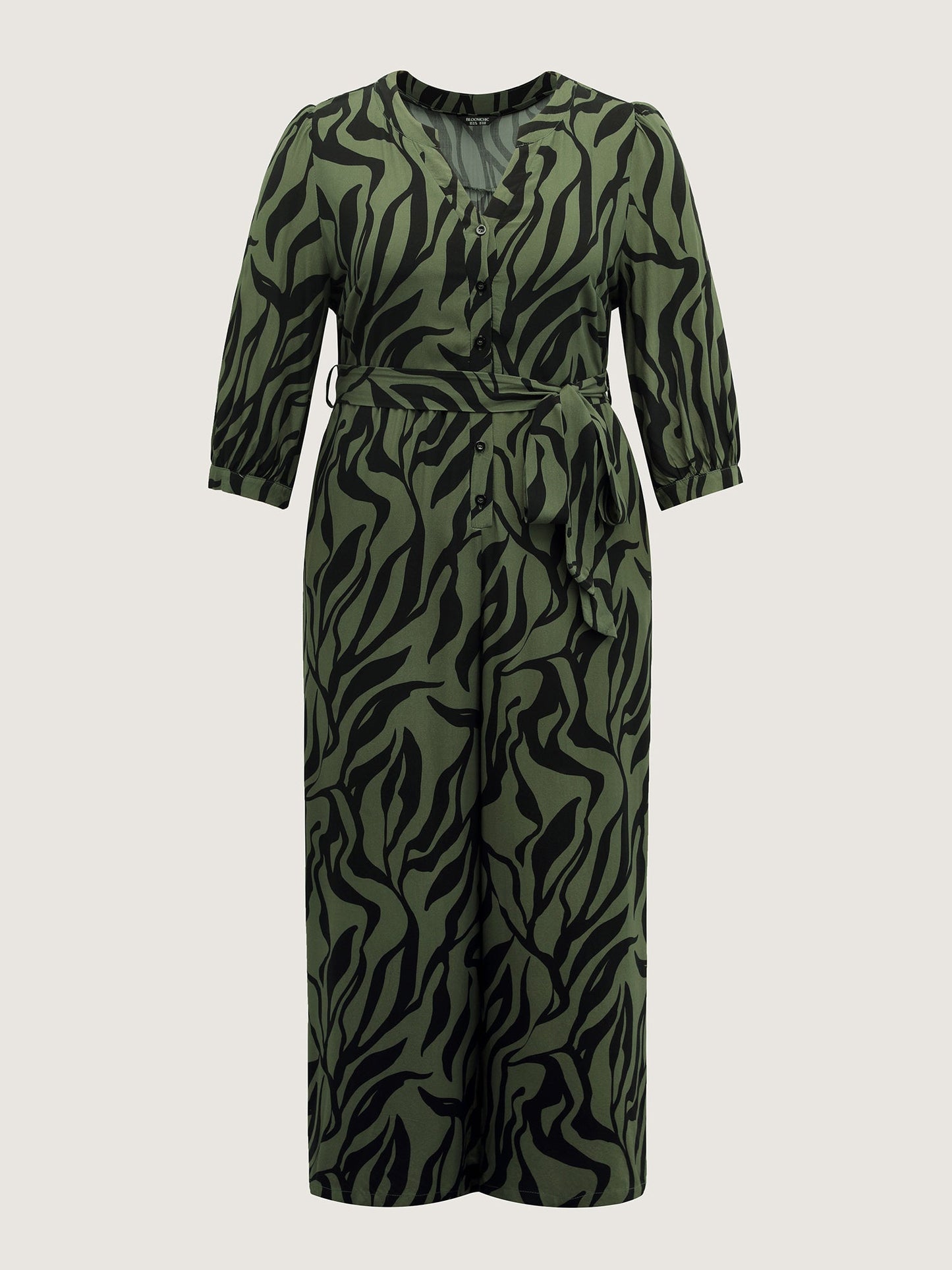 Zebra Print Stretchy Belted Waist Jumpsuit