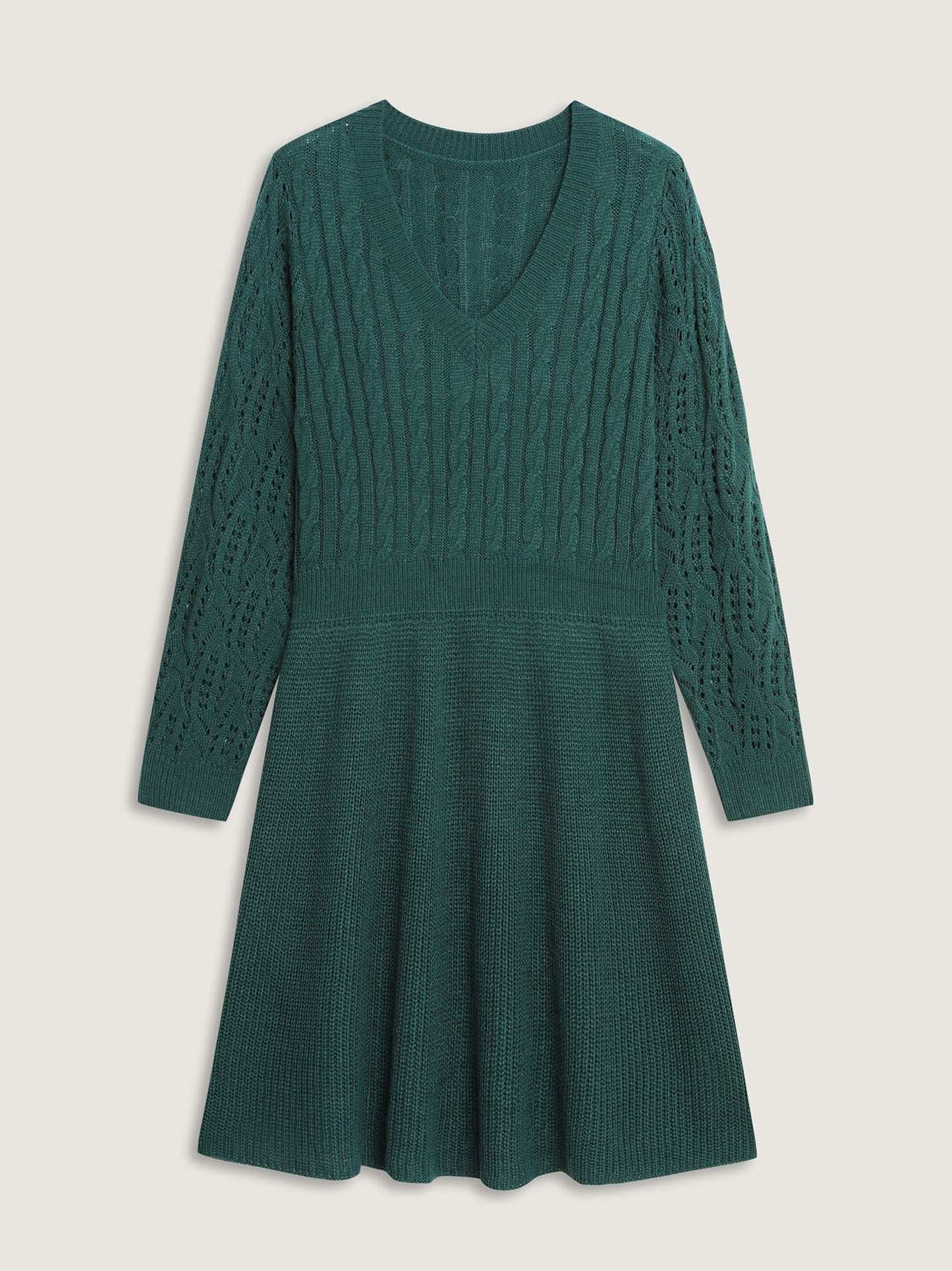 Textured Cut-Out Sleeve Sweater Midi Dress