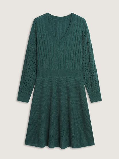 Textured Cut-Out Sleeve Sweater Midi Dress