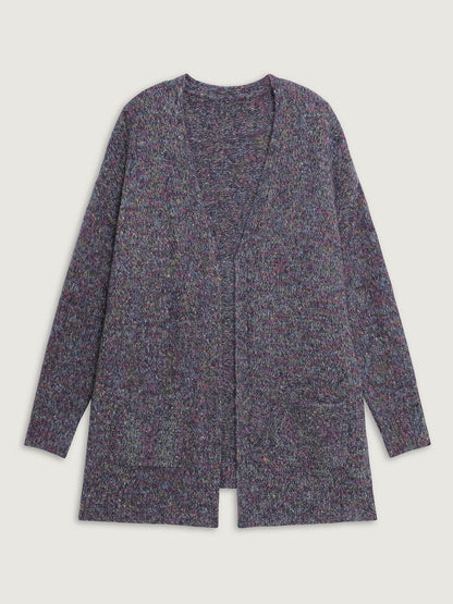 Heather Drop Shoulder Pockets Knit Cardigan