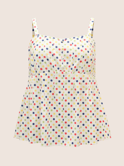 Colored Polka Dot Button Detail Cami Top