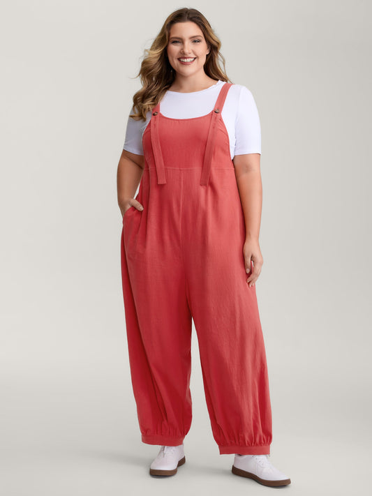 Pure Cotton Harem Pants Adjustable Jumpsuit